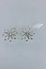 63622-1 Snow flake flower hair comb (set of 2) 