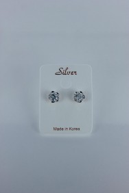 CZ-E250 Basic flower cubic zirconia earring with silver post