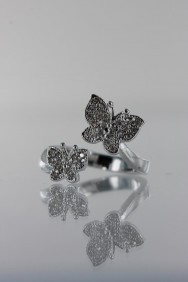 CZ-RA302 Two Butterfly CZ Ring