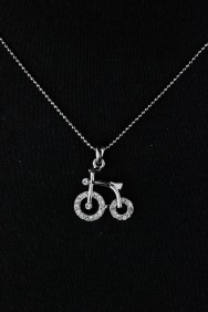 NPM28 Bicycle Large Pendant Necklace 
